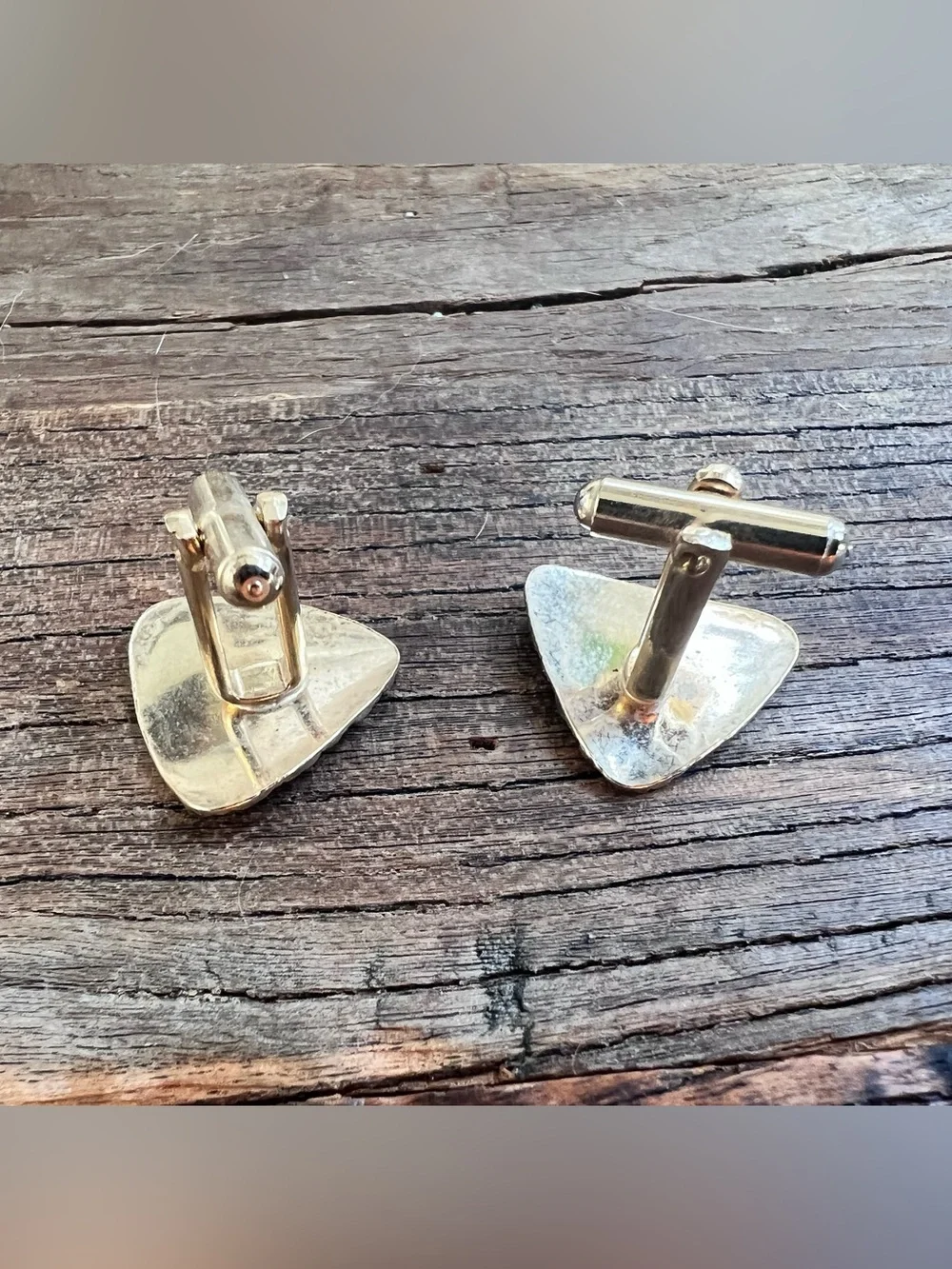 Gold Textured Triangle cuff links Vintage Art Deco
